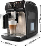 Philips Serie 5500 Kaffeevollautomat – LatteGo Milchsystem, 20 heiße und kalte Kaffeespezialitäten, 40% leiser mit SilentBrew, QuickStart, Schwarz Verchromt (EP5547/90)